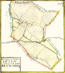 Geometrischer Abris des Dorf und Gegend Mnchwitz - Plan wsi